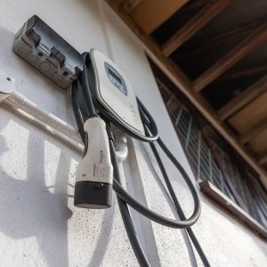 EV charger on wall