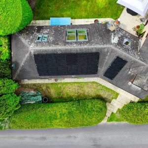 Birds Eye View of Solar Panels on a House
