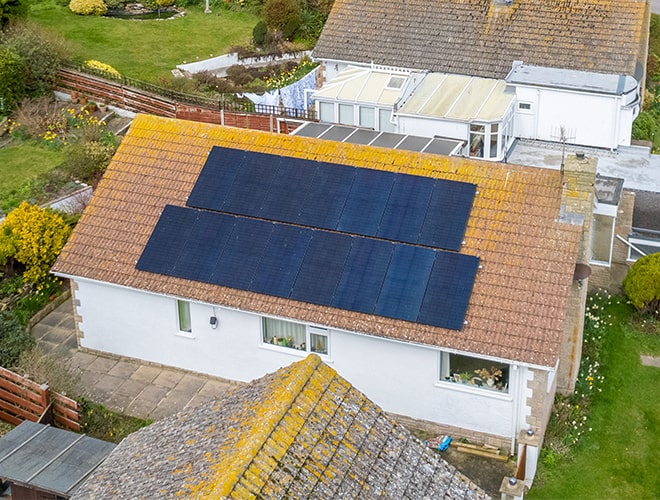 new solar panels on single storey house