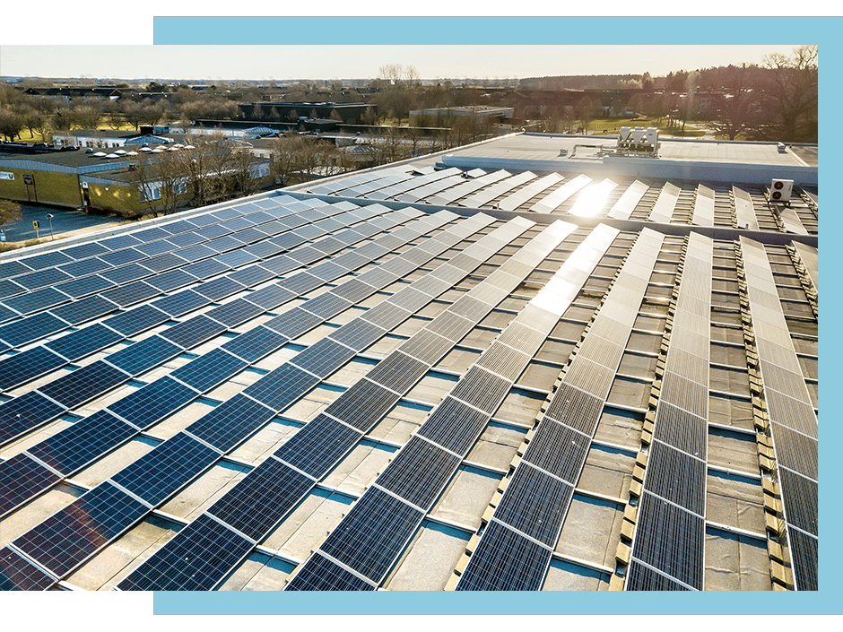 mounted solar panels on commercial roof