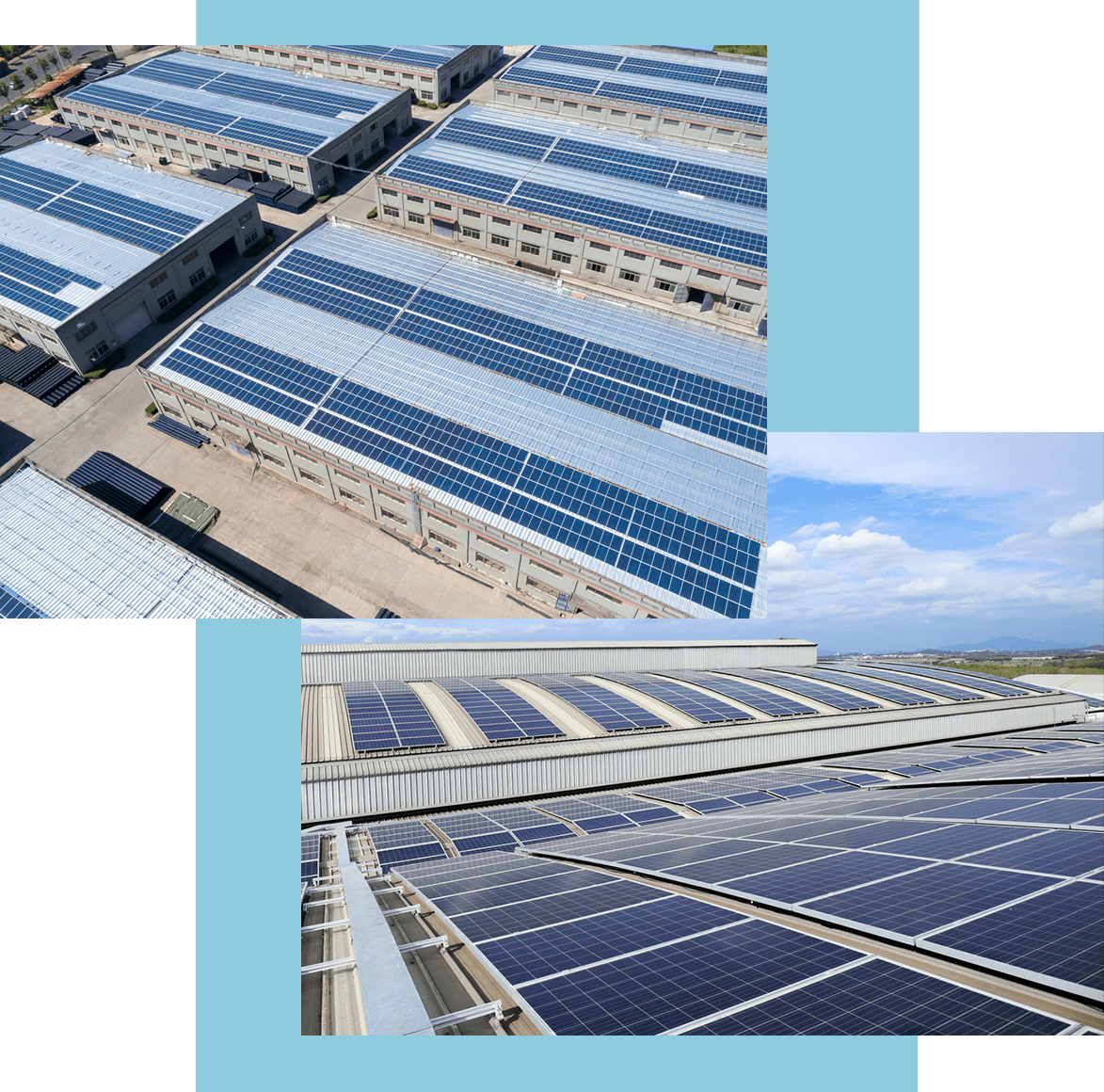 warehouse solar panel collage