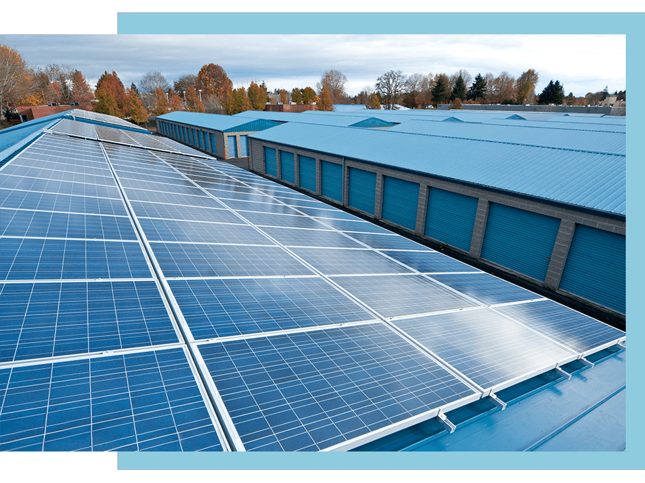 solar panels on roof of warehouse