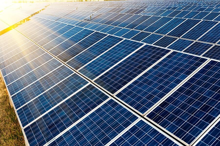 Ground Mount Solar Panels on a Sunny Day