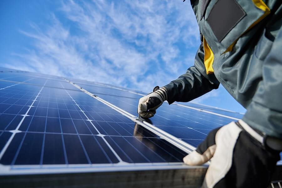 Solar Panel Installation Close-up