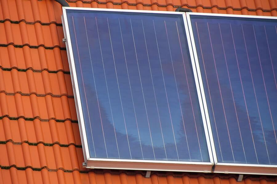 Solar Thermal Panels on a Red Roof