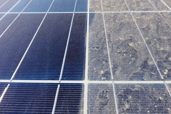 half dirty half clean solar panels
