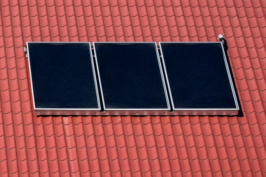 Solar Thermal Panels on Red Roof