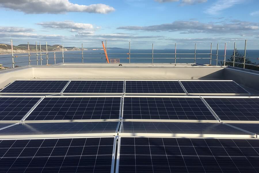 Solar Panels on Building by the Sea