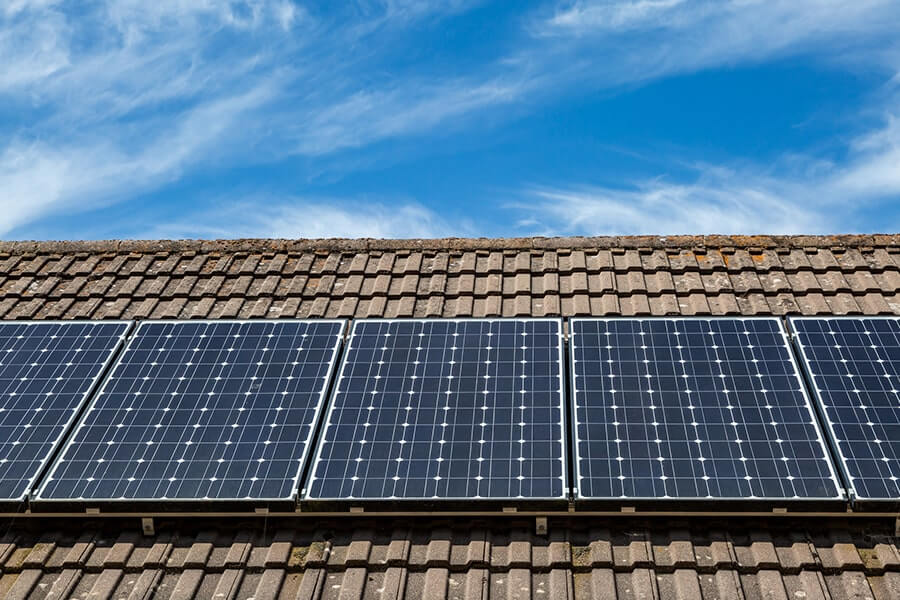 Solar Panels and Blue Sky