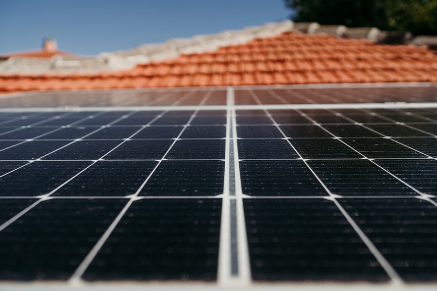 Solar Panels on Roof Close-up